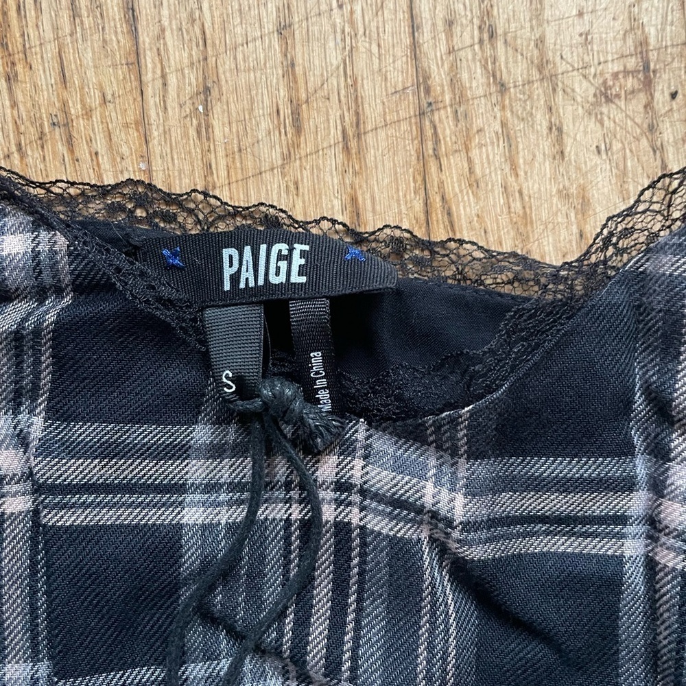 PAIGE spaghetti strap plaid and lace dress - Picture 3 of 9